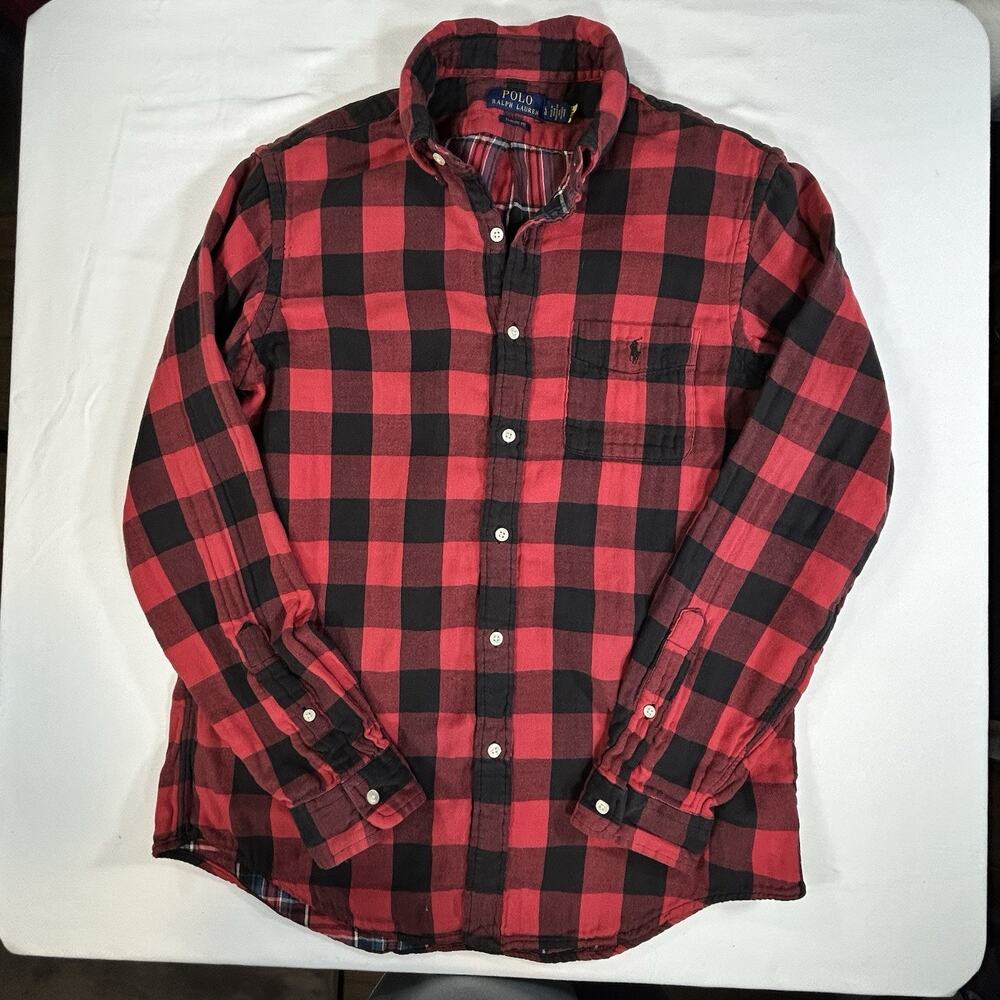 Polo Ralph Lauren Men's L Red/Black Check Double-Faced Classic Fit Button Down